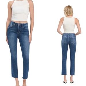 Vervet Blue Stretch High Rise Slim‎ Frayed Hem Crop Jeans Size 25